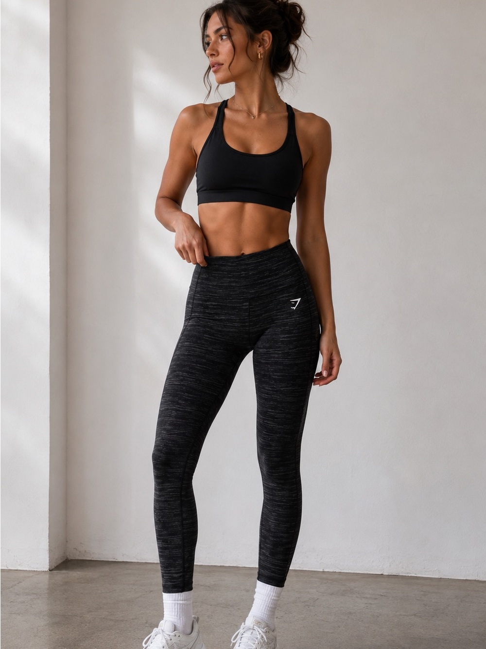 Gymshark Black Marl Seamless Leggings XS High Waisted Workout Gym